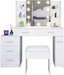 Because the market for dressers is saturated with a variety of options, the this old house reviews team researched for you to help you make sense of all of your choices. Modern Minimalist Dresser With Five Drawers With Vanity Lamp A Mirror With Sliding Dressing Table And Stools Bedroom Dresser White Buy Online At Best Price In Uae Amazon Ae
