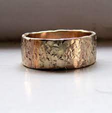 Men S Wedding Band 14k Gold Unique Rustic Distressed Ring Rings For Men Mens Wedding Rings Wedding Rings Unique