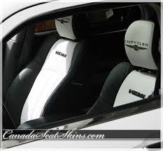 Chrysler 300 Custom Leather Upholstery Kit Black And White Two Tone With Hemi Badges And Chrysler Logos On T Chrysler 300 Custom Chrysler Logo Custom Leather