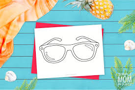 This coloring page shows sunglasses with a usa flag design. Free Printable Sunglasses Template Simple Mom Project
