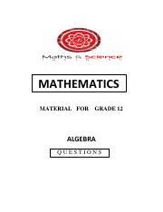 Feel free to explore all resources for grade. Msi Algebra Questions Pdf Mathematics Material For Grade 12 Algebra Questions Question 1 1 1 Solve For 1 1 1 2 U2212 4 U2212 2 0 3 1 1 2 1 U2212 U2212 2 Course Hero