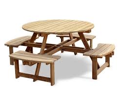 Hunter green folding picnic table. Deluxe Round Picnic Table Teak Circular Picnic Bench