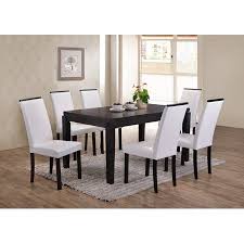 Astaire 7 Piece Kitchen Dining Set Cappuccino Wood 59 Rectangle Contemporary Table 6 White Parsons Chairs Walmart Com Dining Chairs Contemporary Dining Room Tables Dinette Tables