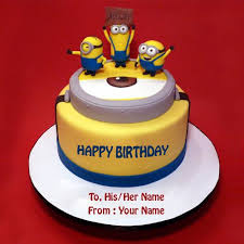 Happy Birthday Cartoon Cake Pictures With Name Write Name On Birthday Cake Minion Cake Happy Birthday Cakes Birthday Cake Pictures