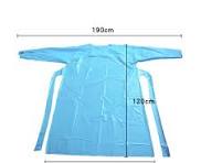 Vestido plástico descartável do avental do vestido 30g 40g 50g do CPE de  120x195cm com laço do polegar