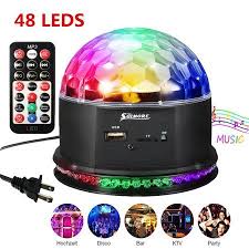 Sound Activated Color Changing 3 Rgb 48 Led Lights Crystal Magic Rotating Ball Support Music Mp3 Player For Stage Lights Party Lights Christmas Halloween Disco In 2020 Disco Party Lights