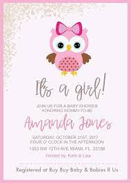 Owl Baby Shower Girl Invitation Etsy Owl Baby Shower Invitations Owl Girl Baby Shower Baby Shower Invites For Girl