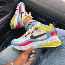 2019 Nike Air Max 270 React Bauhaus Phantom Black Light Blue Univers Max 270 In 2020 Nike Air Shoes Fresh Shoes Sneakers Fashion