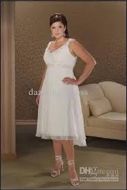 Free Shipping 77 75 Piece Buy Wholesale New White Party Dress Empire V Neck Tea Leng Casual Beach Wedding Dress Casual Wedding Dress Plus Size Bridal Dresses