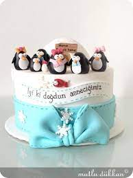 penguenli butik dogum gunu pastasi kapkek pastalar fondan pastalar hayvan pastalari