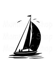Black And White Picture With One Color Photoshop Sailboat One Color Svg Instant Digital Download File Cuttable Etsy Sailboat Drawing Silhouette Art Boat Illustration