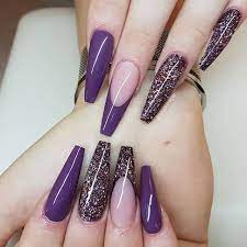 Light blue, water color, and confetti nail design idea. 50 Gorgeous Purple Nail Ideas And Designs To Inspire You In 2020