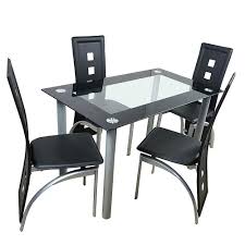 Furniwell dining chairs mid century modern dsw chair upholstered side kitchen chairs with wood leg and soft padded cushion shell tulip chairs for kitchen, dining, bedroom, living room set of 4 (yellow) 4.5 out of 5 stars. Ubesgoo 5 Piece Glass Dining Table Set Sturdy Kitchen Table And Chairs Coffee Table Set Black Walmart Com Walmart Com
