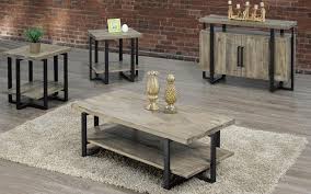 3 piece table set for living room. Coffee Table Set With Shelf 3 Pc Black Distressed Grey Furnberry
