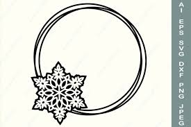 Free monogram frame svg files for personal use. Snowflake Wreath Svg Christmas Circle Frame Svg Monogram 1000055 Illustrations Design Bundles