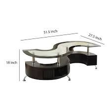 It features an unobtrusive storage on its sides and art deco satin legs. S Shape Contemporary Wood Base Coffee Table With Glass Top Silver And Brown Overstock 31315786