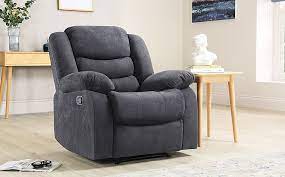 Shop from recliner chairs, like the contemporary modern design fabric recliner club chair or the svago zgr newton, while discovering new home products and designs. Sorrento Slate Grey Plush Fabric Recliner Armchair Furniture And Choice