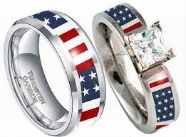 American Flag Couples Ring Set His And Hers Set Camo Wedding Rings Sets Couples Ring Set Camo Wedding Rings