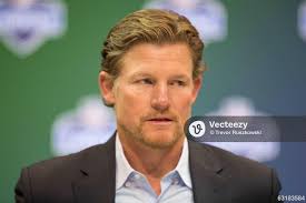 Los Angeles Rams general manager Les Snead speaks to the media during the  2017 combine at Indiana Convention Center. 63183222 Editorial Image