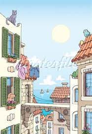 The boy at the left. 7 Village City Ideas Illustration Drawings Art