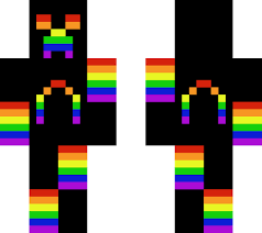 Rxe1nghojhwfvm Cool rainbow pixel creeper whith swetshirt black and glowing eyes. https www minecraftskins com search skin rainbow creeper 1