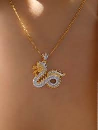 Dragon Necklace 18k Gold Plated Men Dragon Necklace Gold Etsy Girly Jewelry Dragon Jewelry Dragon Necklace