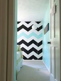 Black And White Accent Wallpaper How To Paint Chevron Stripes Turquoise Black White Wall Bedroom Black Wallpaper Bedroom White Wall Bedroom Accent Wall Bedroom