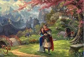 Thomas kinkade disney collection is a group of paintings inspired by great moments from famous walt disney movies this 750pc puzzle features mulan and general li shang, from mulan, standing together with mushu and others in the background. Amazon Com Ceaco 750 Piece Thomas Kinkade Disney Dreams Mulan Jigsaw Puzzle Kids And Adults Toys Games