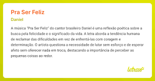 Significado da música PRA SER FELIZ (Daniel)