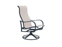 Tropitone Shoreline Sling Aluminum High Back Swivel Rocker Dining Arm Chair Patio Dining Chairs Dining Arm Chair Chair