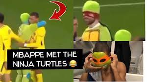 So two fans dressed as them fan onto the field. Mbappe Meets The Ninja Turtles Youtube