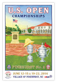For The First Time The U S Open Poster Featured Two Trophies One For The Men And One For The Women Alongside The Iconic Pu Golf Poster Golf Humor Pinehurst