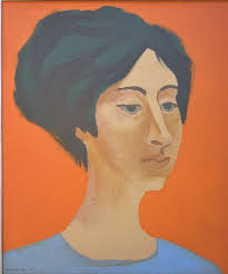 Carol Kessler Painting “Head Of A Woman” 1967 Acrylic On Canvas, Signed