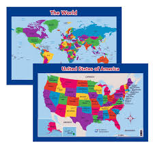 Cities around the world card game. World United States Wall Desk Maps For Kids Two Maps 26 X 17 Laminated 0817478020139 Amazon Com Books