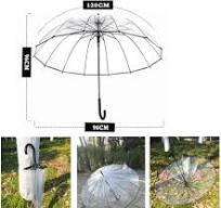 Amazon.com: 1pcs Long Handle 16 Bone Transparent Rain ...