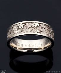 Our Maple Leaf Wedding Band Is Made To Order In The Metal You Want Pictured Here In 14k N White Gold Vintage Rings White Gold Wedding Rings Gold Wedding Rings