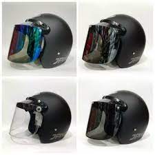 Bogo kaca helm datar bening: Helm Bogo Retro Jpn Hitam Doff Kaca Datar Injak Shopee Indonesia