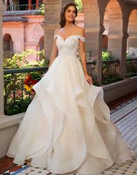 Off The Shoulder Ruffle Wedding Gown In 2020 Ball Gown Wedding Dress Ball Gowns Wedding Ruffle Wedding Gown