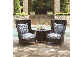Tommy Bahama Outdoor Living Island Estate Lanai Two Wing Back Chairs With Tray End Table Baer Patio Furniture For Sale Outdoor Furniture Patio Lounge Chairs