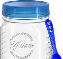 plastic Storage Jar with Blue Lid, Temptation Authentic ...