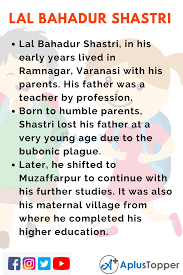 10linesonlalbahadurshastrijayanti Aplustoppercom In 2020 Jayanti Student 10 Things