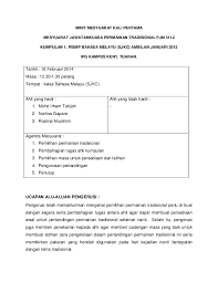 Berikut disertakan cara membuat minit mesyuarat yang berkualiti, lengkap dan mudah. Doc Minit Mesyuarat Permainan Pertandingan Tradisional Norlina Rawina Academia Edu