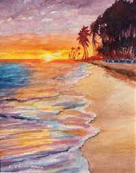 Some of you have been asking me a lot about the colors i've been using, here is the list i have used for this painting: Tropical Beach Original Watercolor Painting Sunset Morning Watercolor Painting Ocean Painting Beach Sunset Sunset Painting Watercolor Sunset Ocean Painting