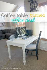Coffee Table Turned Office Desk Home Office Furniture Desk Home Office Furniture Diy Crafts Desk