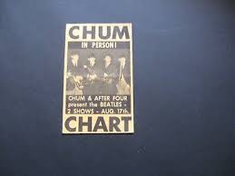 The Beatles Chum Chart Handbill For The Aug 17 1965 Shows In Toronto Ebay