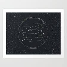Spring Constellations Astronomy Star Chart Art Print