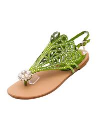 Woky damen sommer sandalen mit strass perlen bohemia strand schuhe freizeit flach hinyyrin peep toe high heels sandalen mit strass und quaste, damenschuhe sandalen die sandalen mit strass gibt es mit und ohne absatz. Flip Flop Sandalen Grune Perlen Strass Ausgeschnittene Slingpumps Flache Sandalen Milanoo Com