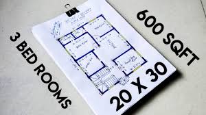 288 sq/ft width 16' x depth 18' kitchen: 20 X 30 Small 3 Bed Room House Plan Ii 20 X 30 Ghar Ka Naksha Ii 600 Sqft House Design Youtube