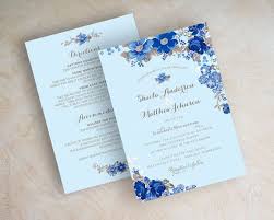 Blue Botanical Floral Wedding Invitation Antique Flowers Botanical Garden Them Blue Wedding Invitations Floral Wedding Invitations Trendy Wedding Invitations