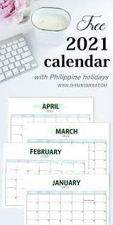 Free Philippine Calendar 2021 With Holidays Calendar 2021 Calendar Planner Scrapbook